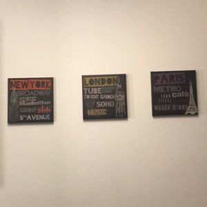 New York, London, Paris Canvases